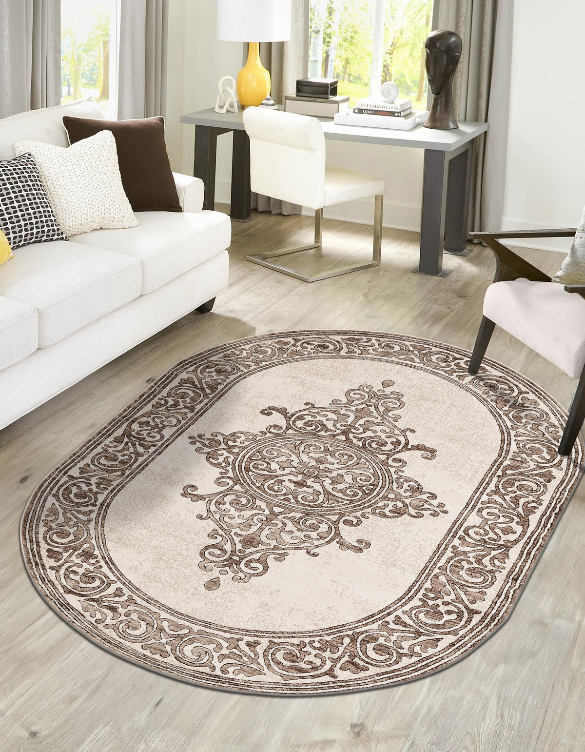 Sanctuary Retreat Collection Area Rug - Haven Oval Chocolate Brown  lifestyle 80