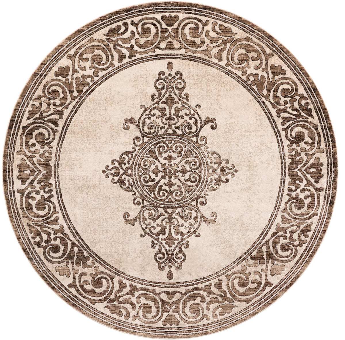 Sanctuary Retreat Collection Area Rug - Haven Round Chocolate Brown  lifestyle 38