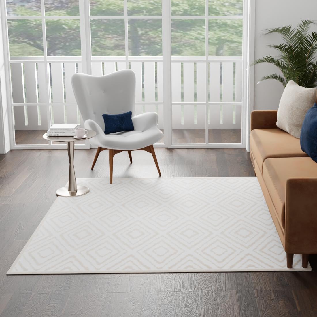 Sanctuary Retreat Collection Area Rug -  Oasis Square Snow White  lifestyle 115