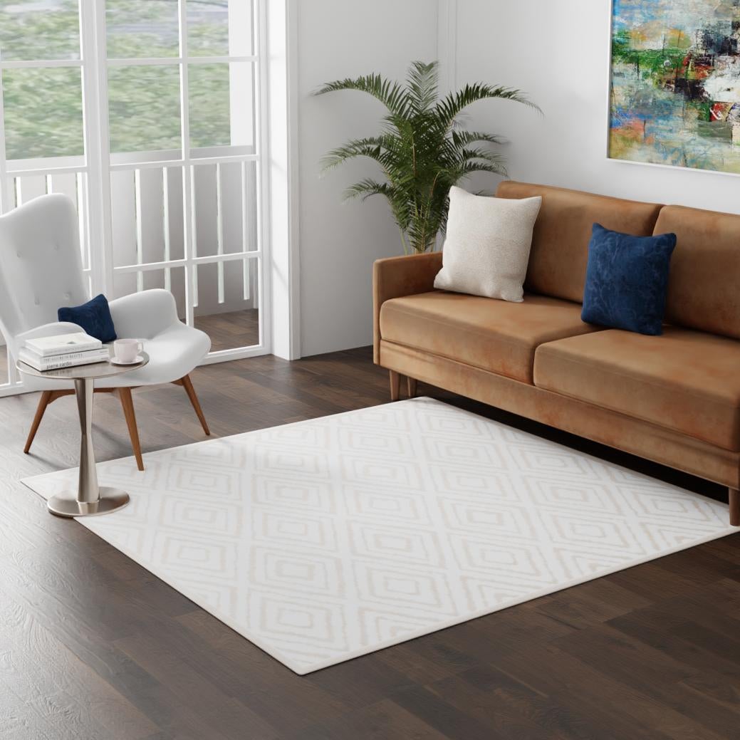 Sanctuary Retreat Collection Area Rug -  Oasis Square Snow White  lifestyle 121
