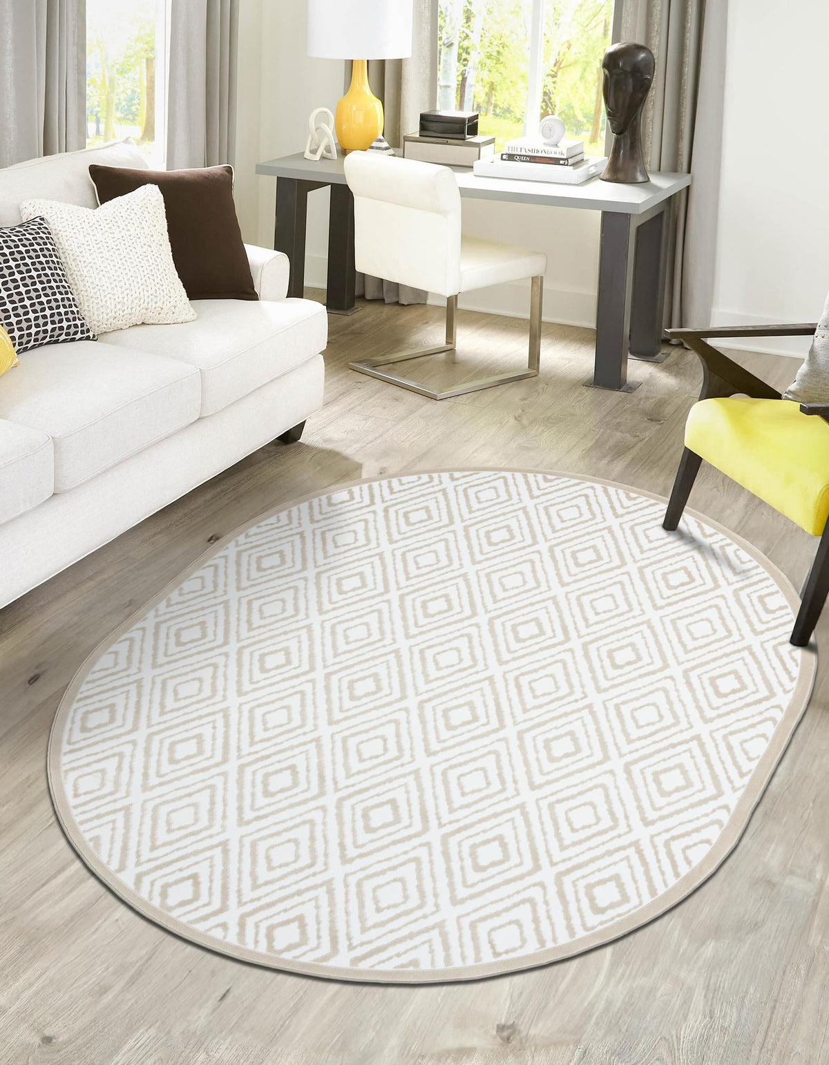 Sanctuary Retreat Collection Area Rug -  Oasis Oval Snow White  lifestyle 37