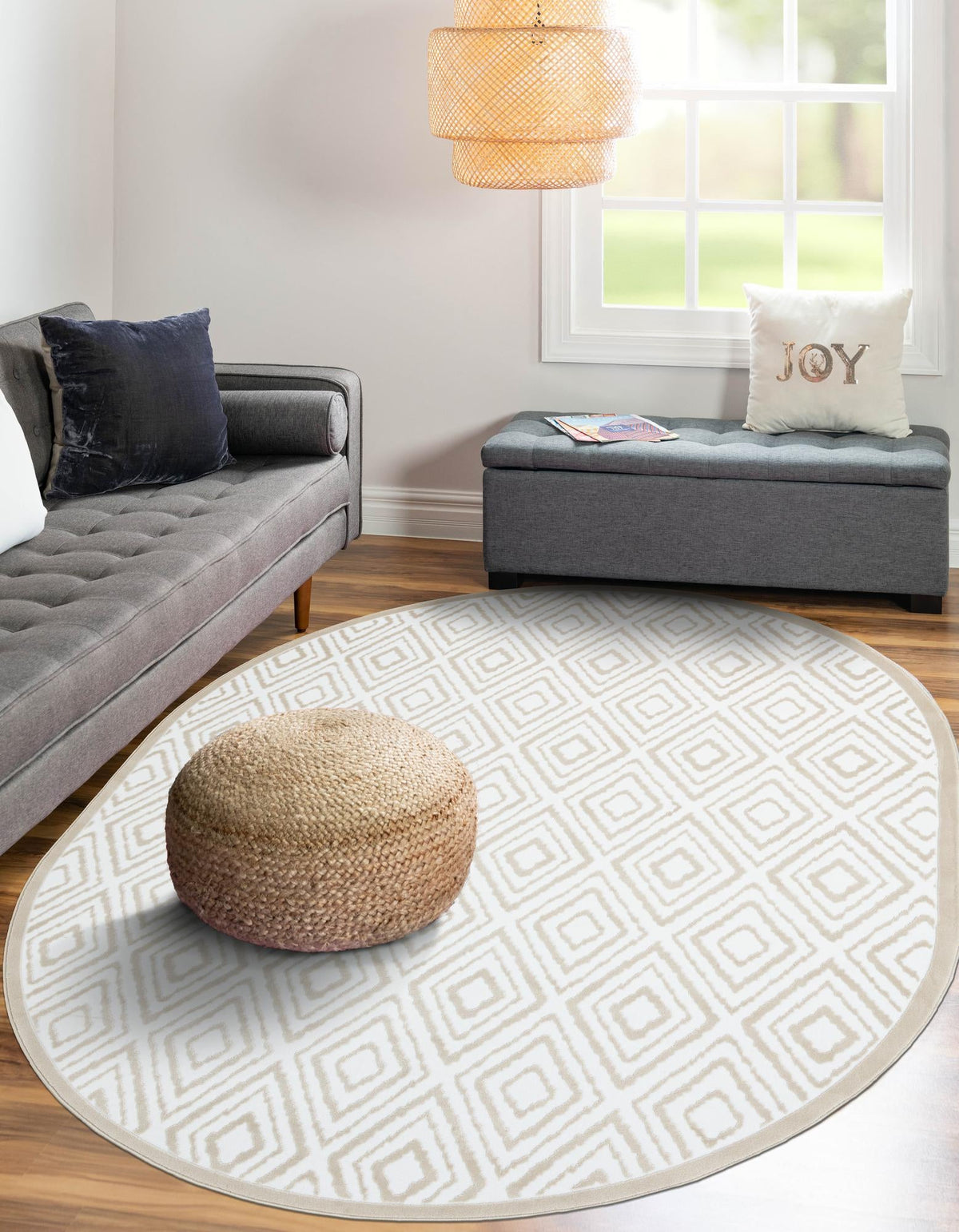 Sanctuary Retreat Collection Area Rug -  Oasis Oval Snow White  lifestyle 40