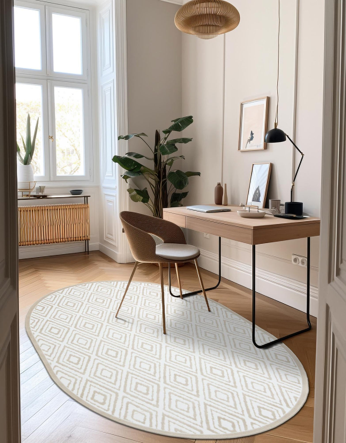 Sanctuary Retreat Collection Area Rug -  Oasis Oval Snow White  lifestyle 41