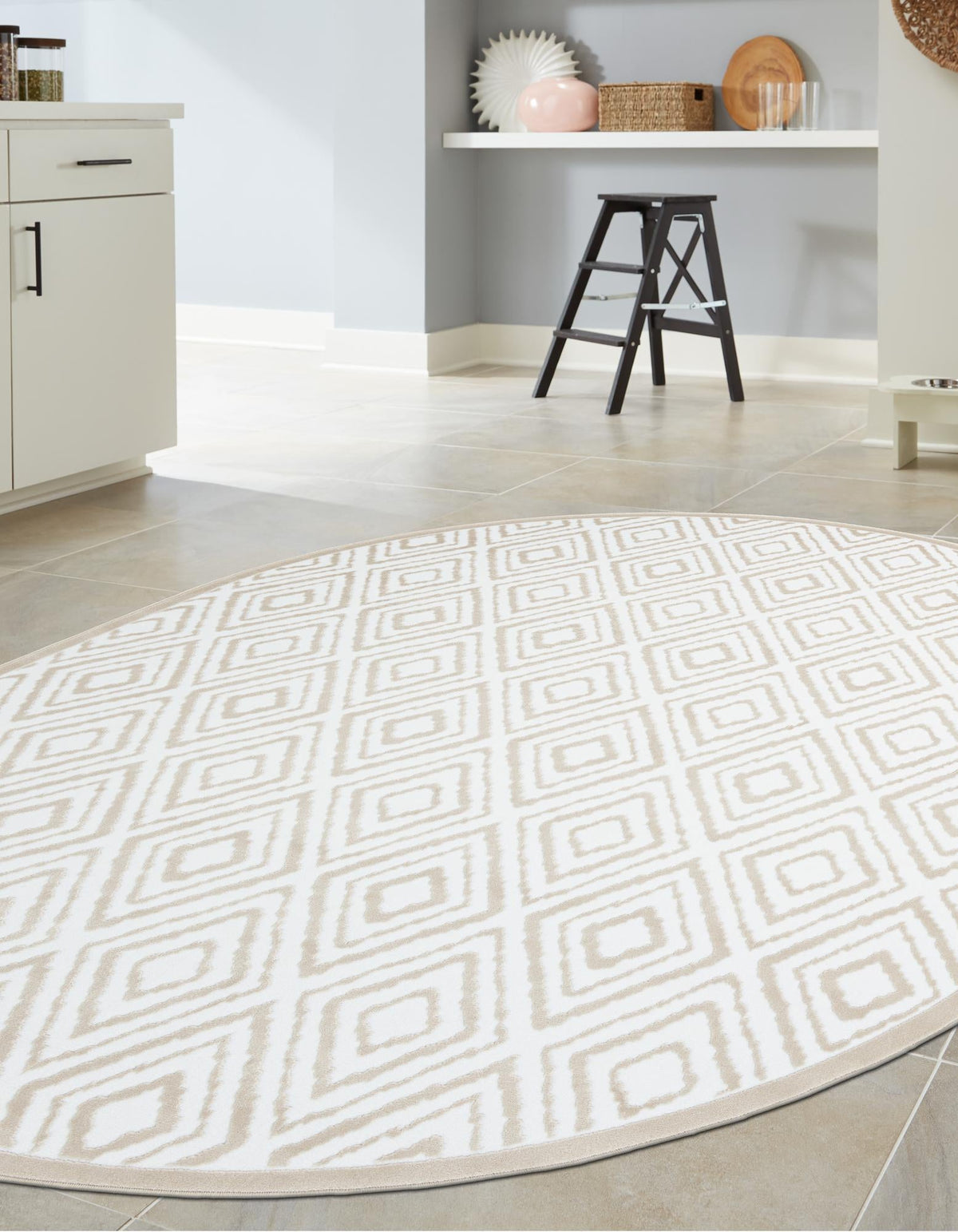 Sanctuary Retreat Collection Area Rug -  Oasis Oval Snow White  lifestyle 42