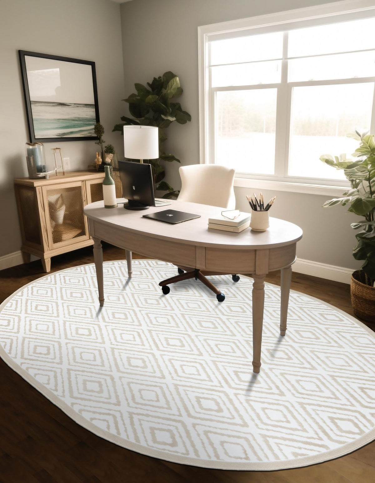 Sanctuary Retreat Collection Area Rug -  Oasis Oval Snow White  lifestyle 43