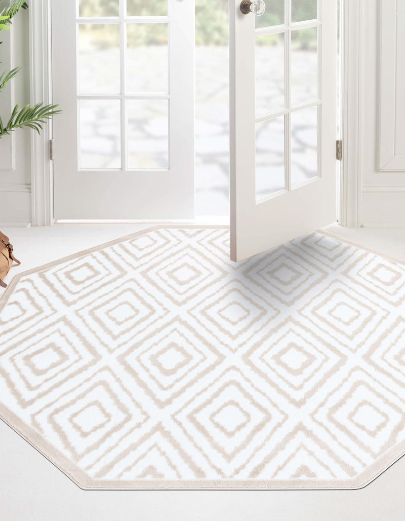 Sanctuary Retreat Collection Area Rug -  Oasis Octagon Snow White  lifestyle 25