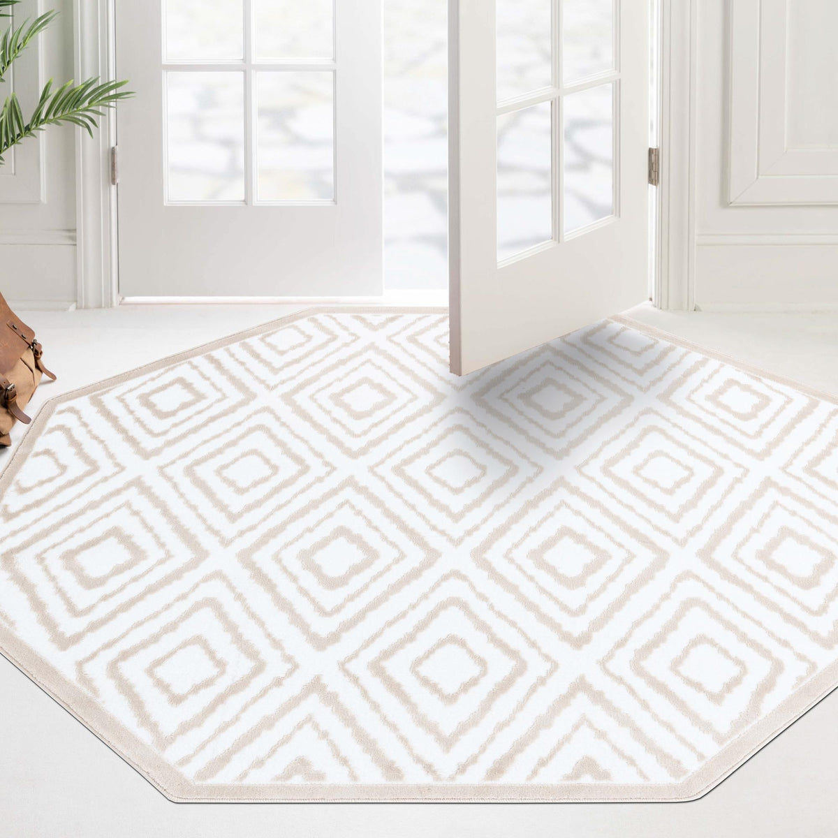 Sanctuary Retreat Collection Area Rug -  Oasis Octagon Snow White  lifestyle 116