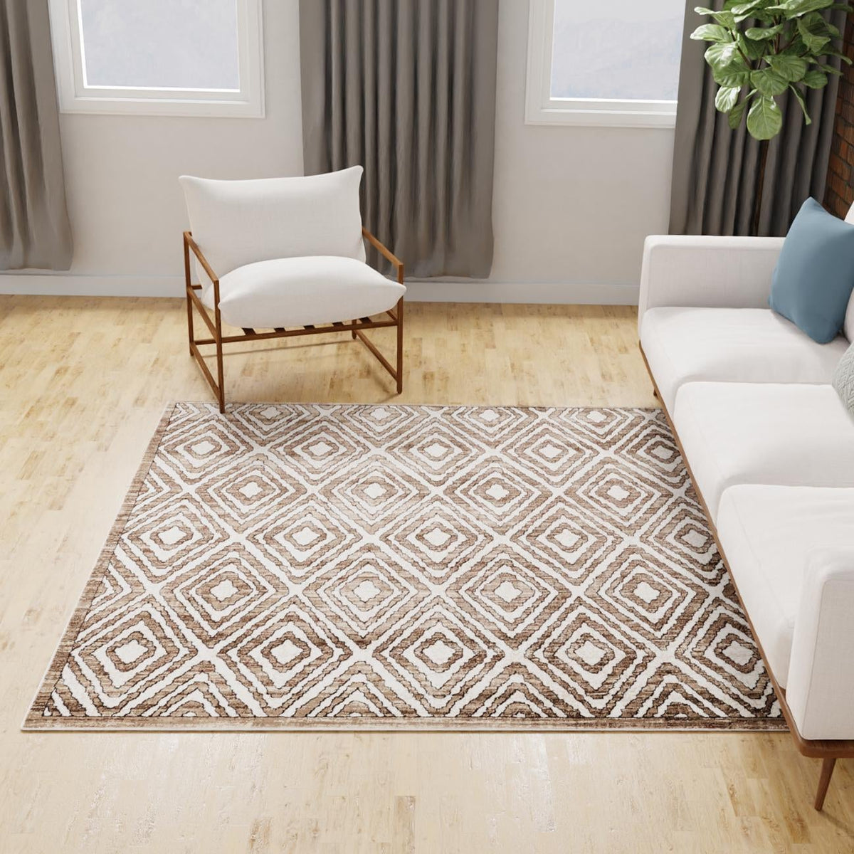 Sanctuary Retreat Collection Area Rug -  Oasis Square Chocolate Brown  lifestyle 85
