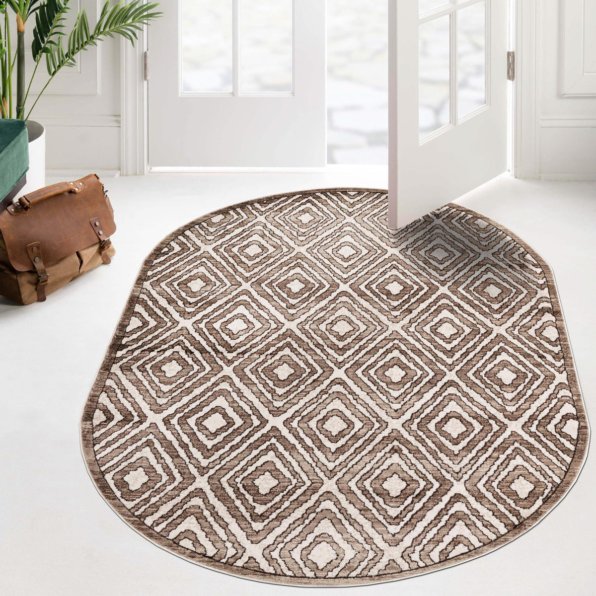 Sanctuary Retreat Collection Area Rug -  Oasis Oval Chocolate Brown  lifestyle 120