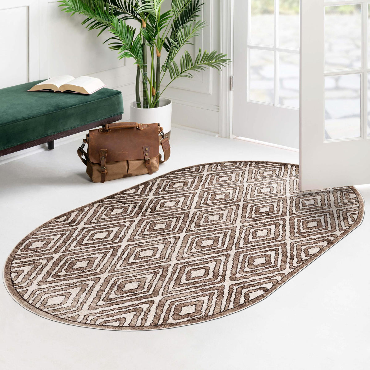 Sanctuary Retreat Collection Area Rug -  Oasis Oval Chocolate Brown  lifestyle 126