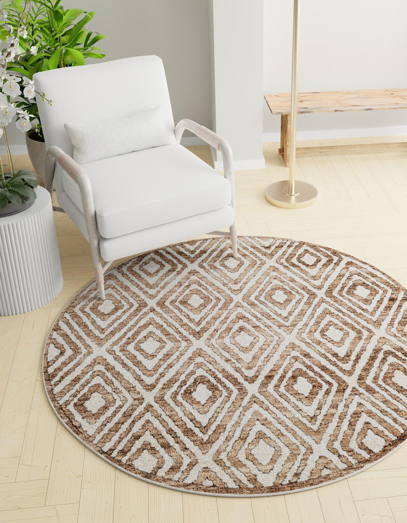 Sanctuary Retreat Collection Area Rug -  Oasis Round Chocolate Brown  lifestyle 36