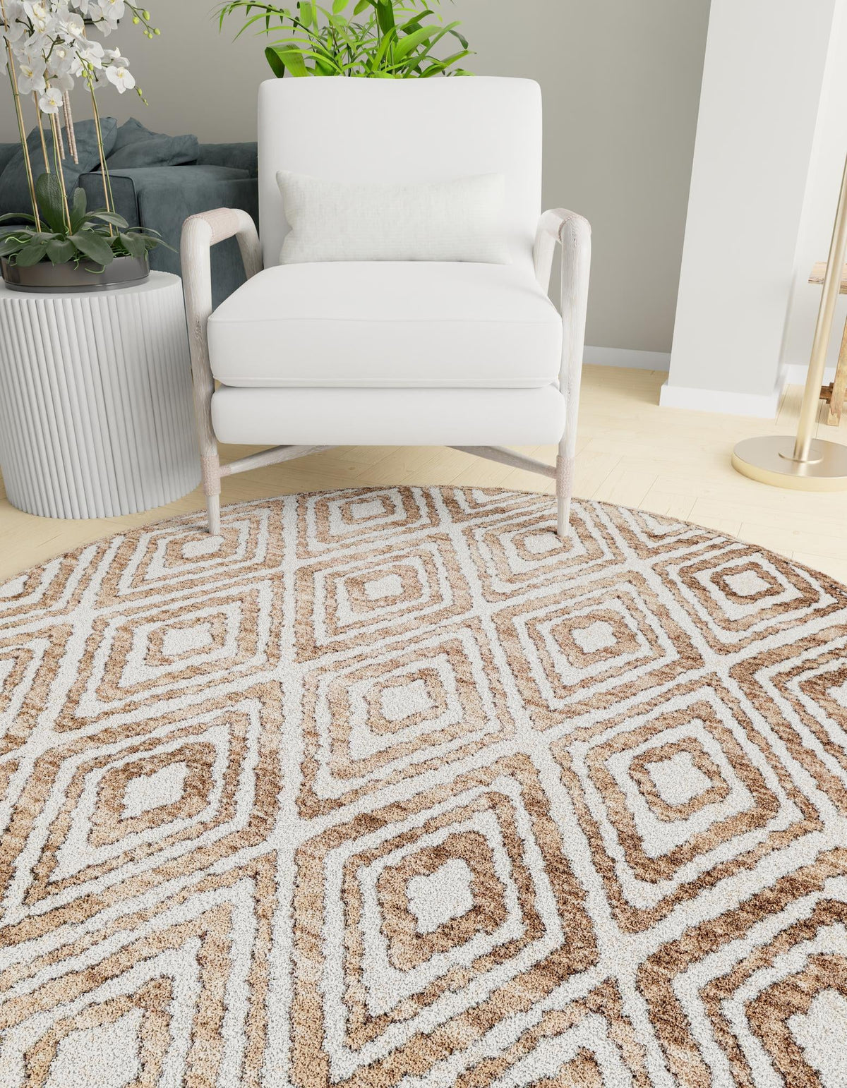 Sanctuary Retreat Collection Area Rug -  Oasis Round Chocolate Brown  lifestyle 48