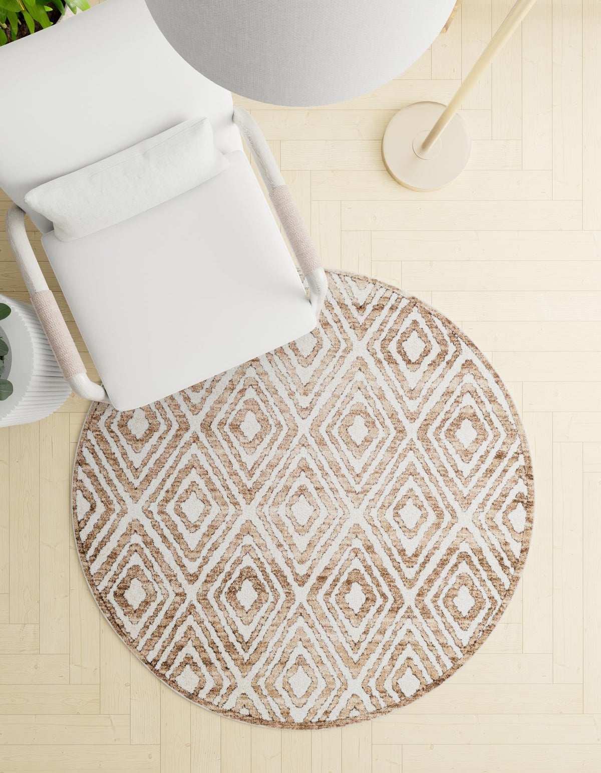 Sanctuary Retreat Collection Area Rug -  Oasis Round Chocolate Brown  lifestyle 78