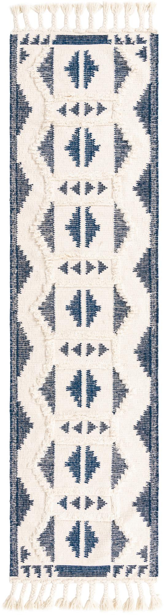 Sonoran Collection Area Rug - BellRock Runner Navy Blue and White  lifestyle 128