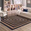 Woven Seaside Jute Collection Area Rug - Nautilus Square Navy Blue Natural  lifestyle 61