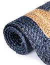 Woven Seaside Jute Collection Area Rug - Nautilus Round Navy Blue Natural  lifestyle 53