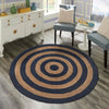 Woven Seaside Jute Collection Area Rug - Nautilus Round Navy Blue Natural  lifestyle 60