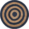 Woven Seaside Jute Collection Area Rug - Nautilus Round Navy Blue Natural  lifestyle 15