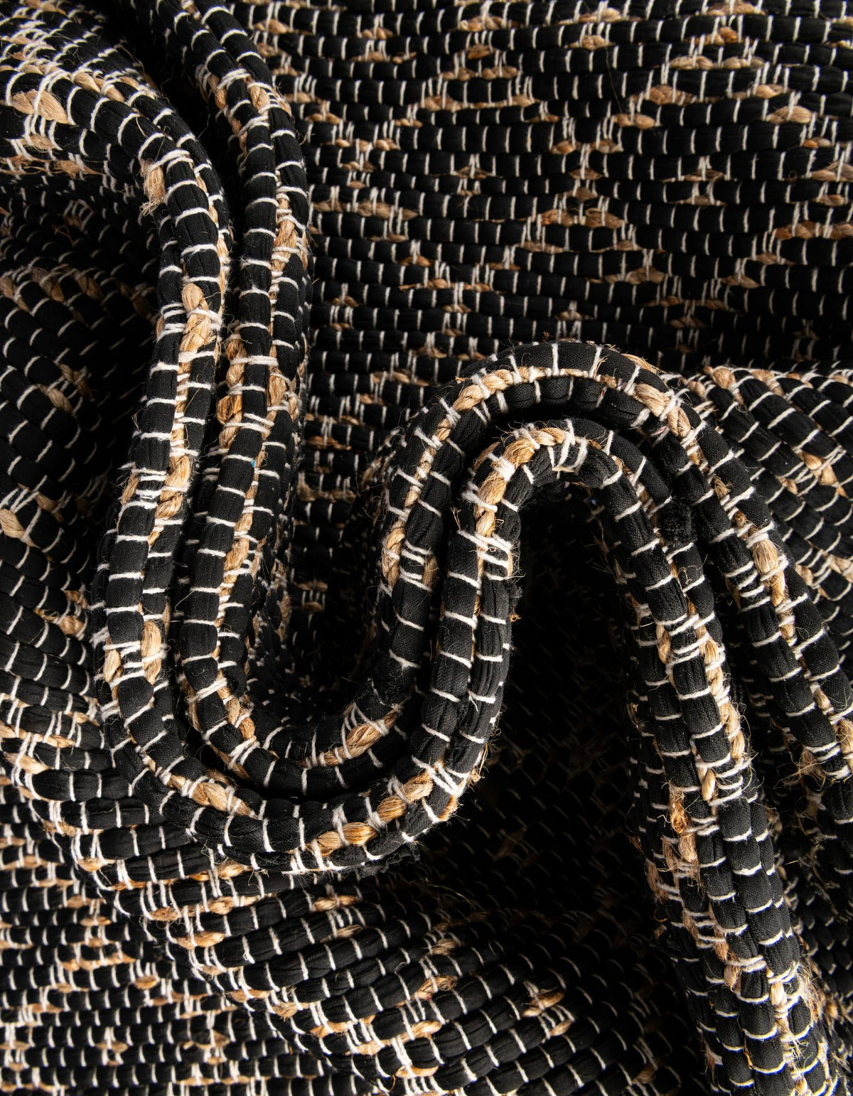 Moroccan Lattice Woven Collection Area Rug - Shoreline Runner Black  lifestyle 129
