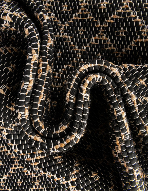 Moroccan Lattice Woven Collection Area Rug - Shoreline Runner Black  lifestyle 129