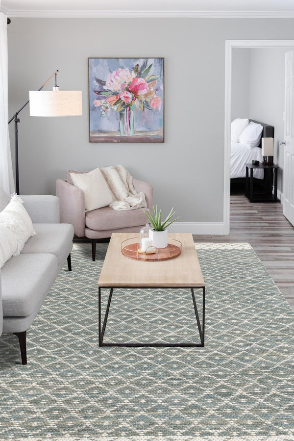 Moroccan Lattice Woven Collection Area Rug - Shoreline Rectangle Gray  lifestyle 11