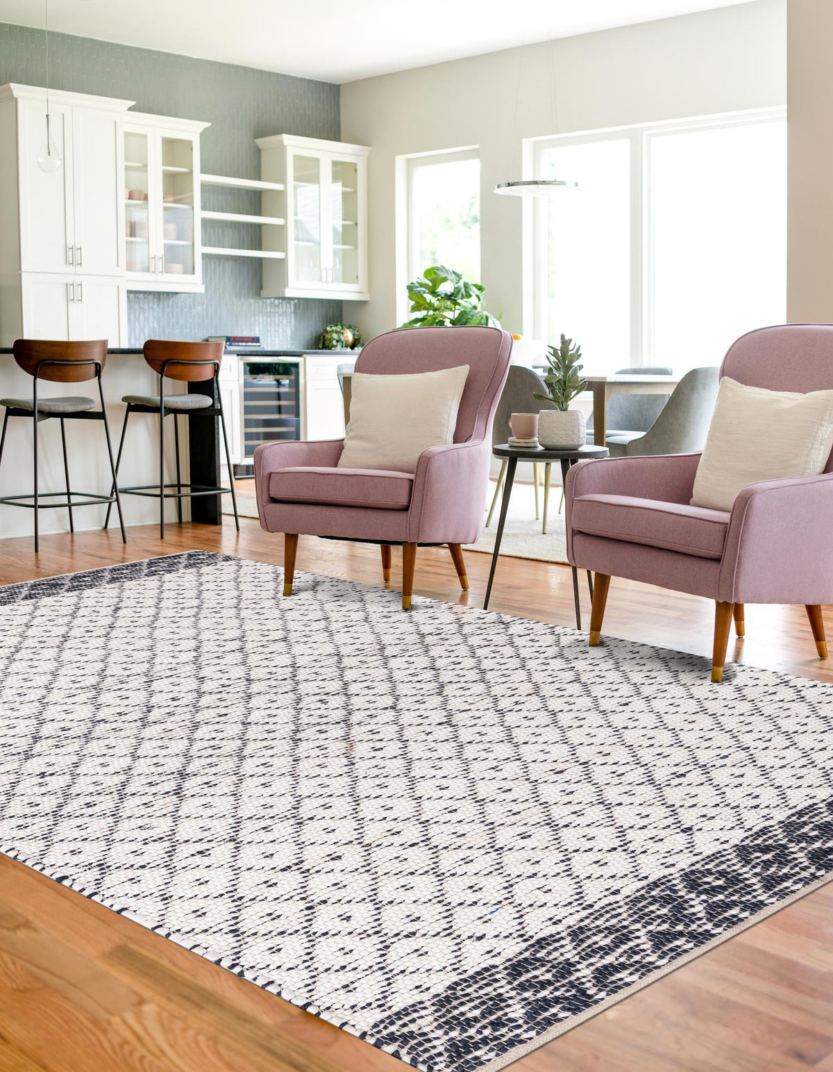 Moroccan Lattice Woven Collection Area Rug - Shoreline Rectangle Ivory  lifestyle 30