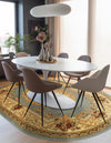 Versailles Elegance Collection Area Rug -  Louveciennes (Light Blue) Oval Light Blue  lifestyle 49