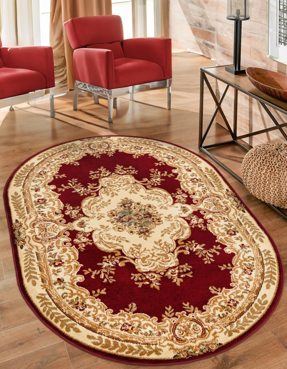 Versailles Elegance Collection Area Rug -  Vincennes Oval Red  lifestyle 42