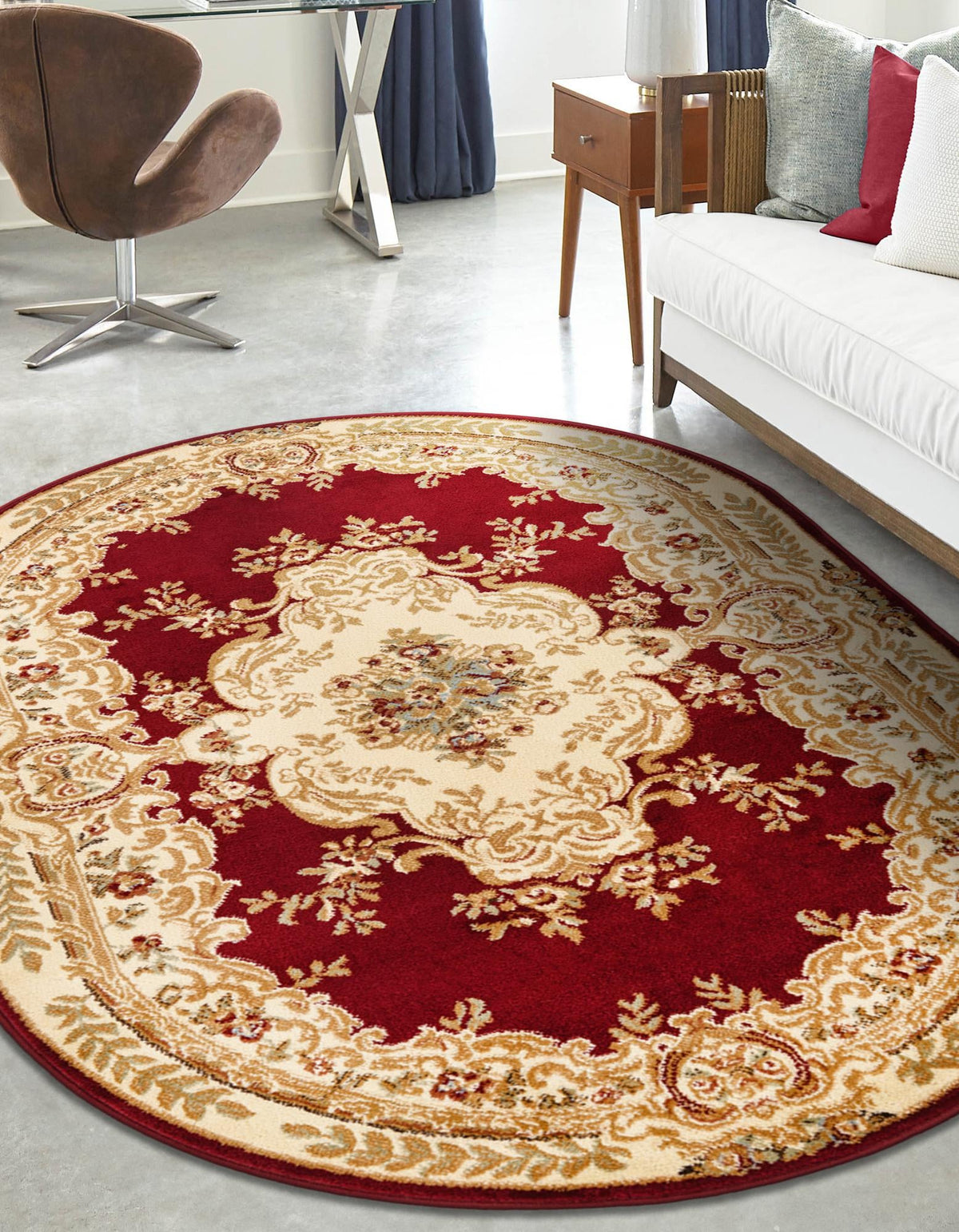 Versailles Elegance Collection Area Rug -  Vincennes Oval Red  lifestyle 54