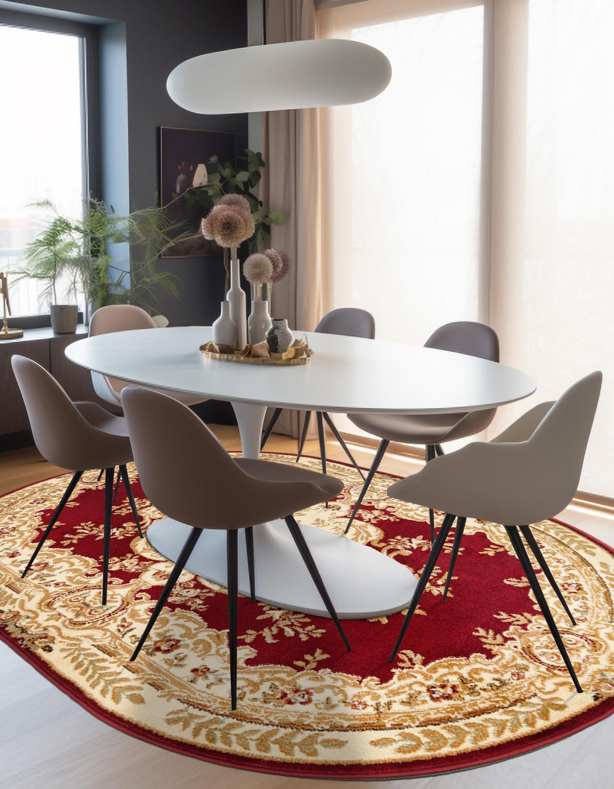 Versailles Elegance Collection Area Rug -  Vincennes Oval Red  lifestyle 60