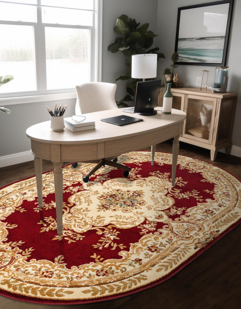 Versailles Elegance Collection Area Rug -  Vincennes Oval Red  lifestyle 72
