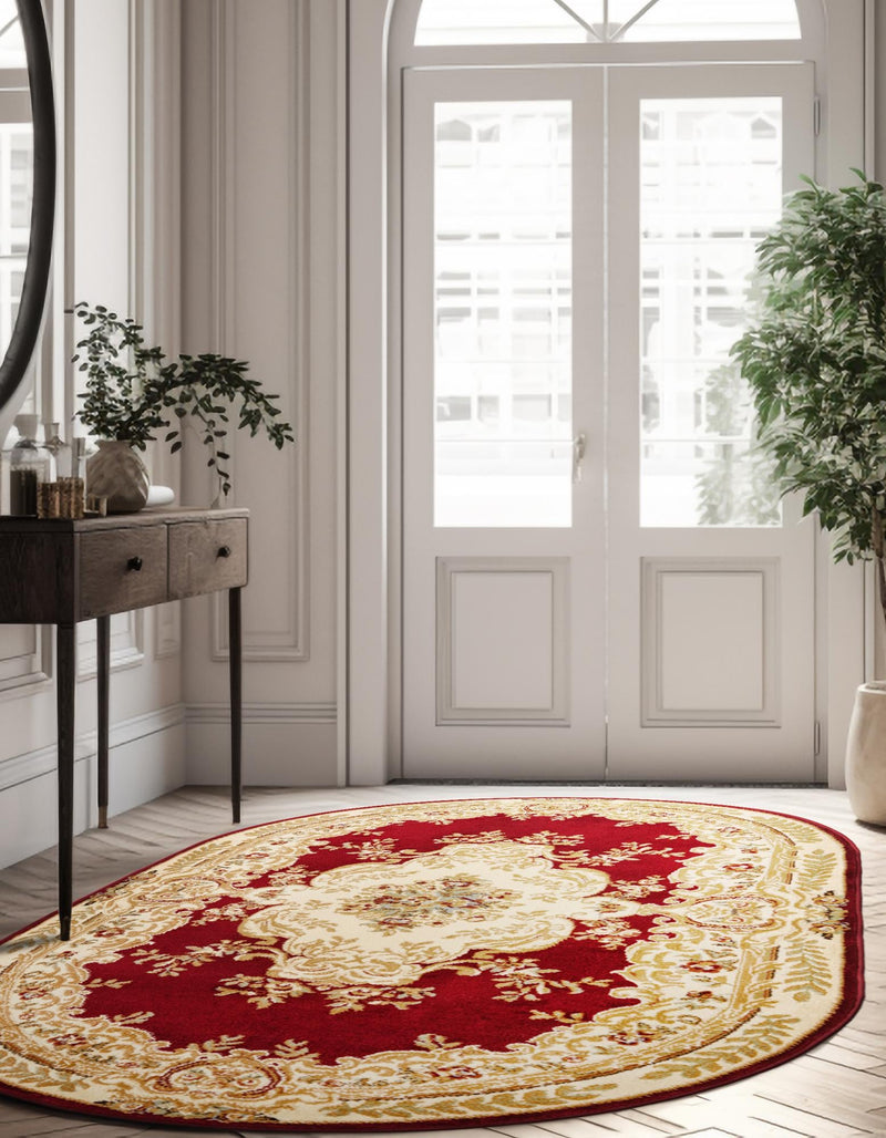 Versailles Elegance Collection Area Rug -  Vincennes Oval Red  lifestyle 96