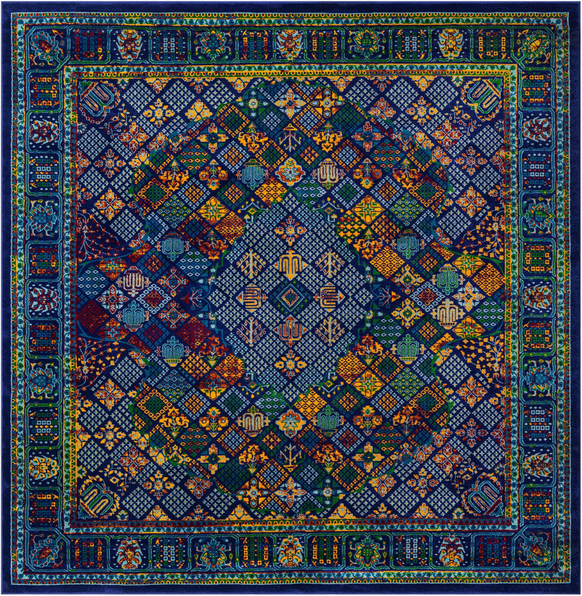 Caribbean Cove Collection Area Rug -  Mustique Square Navy Blue  lifestyle 29