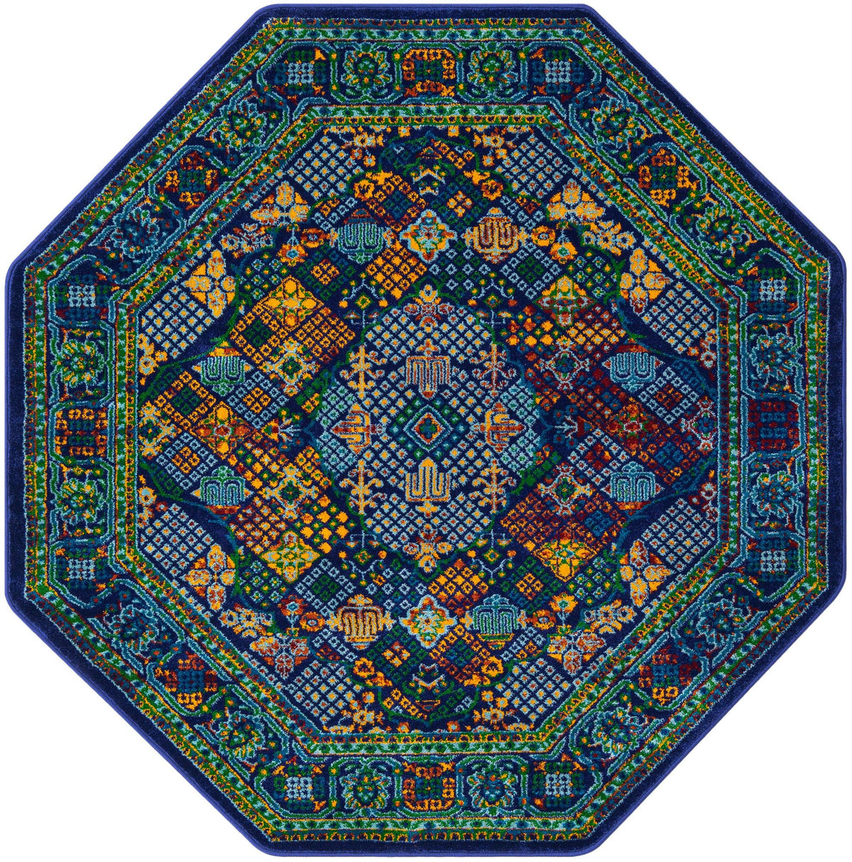 Caribbean Cove Collection Area Rug -  Mustique Octagon Navy Blue  lifestyle 30