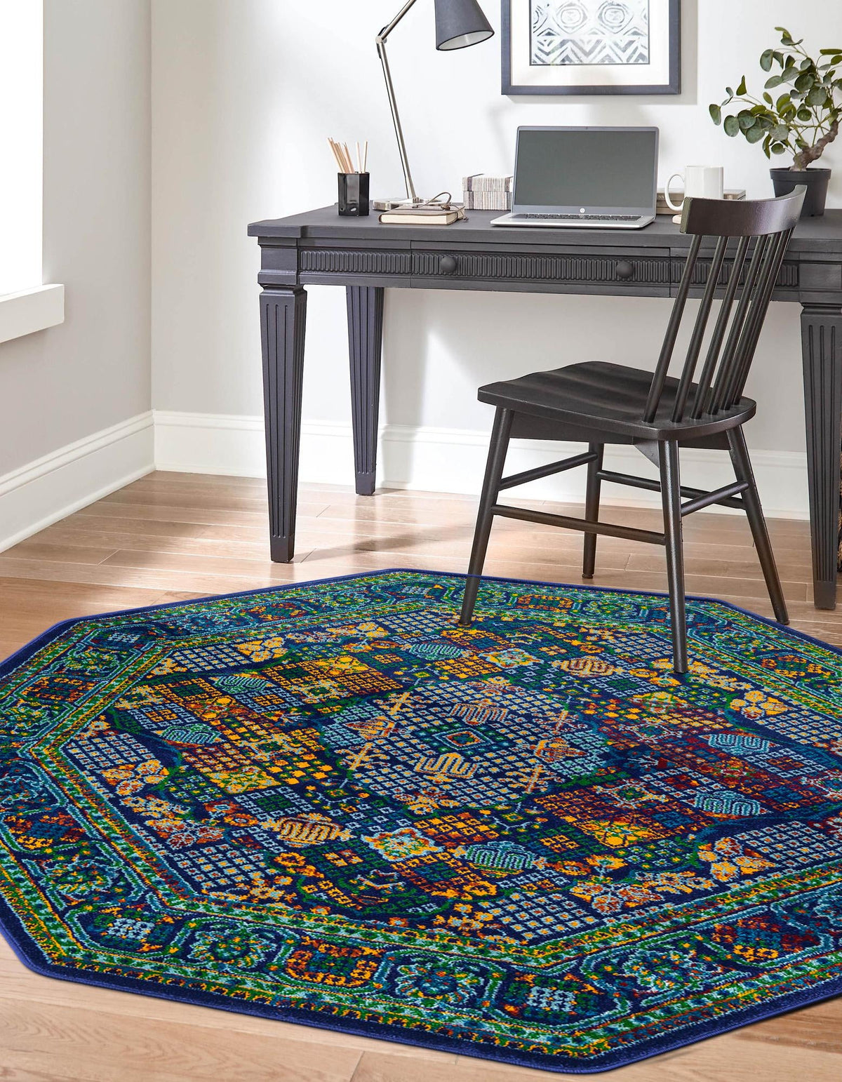 Caribbean Cove Collection Area Rug -  Mustique Octagon Navy Blue  lifestyle 64