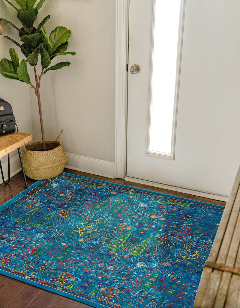 Caribbean Cove Collection Area Rug -  Tobago Square Navy Blue  lifestyle 59