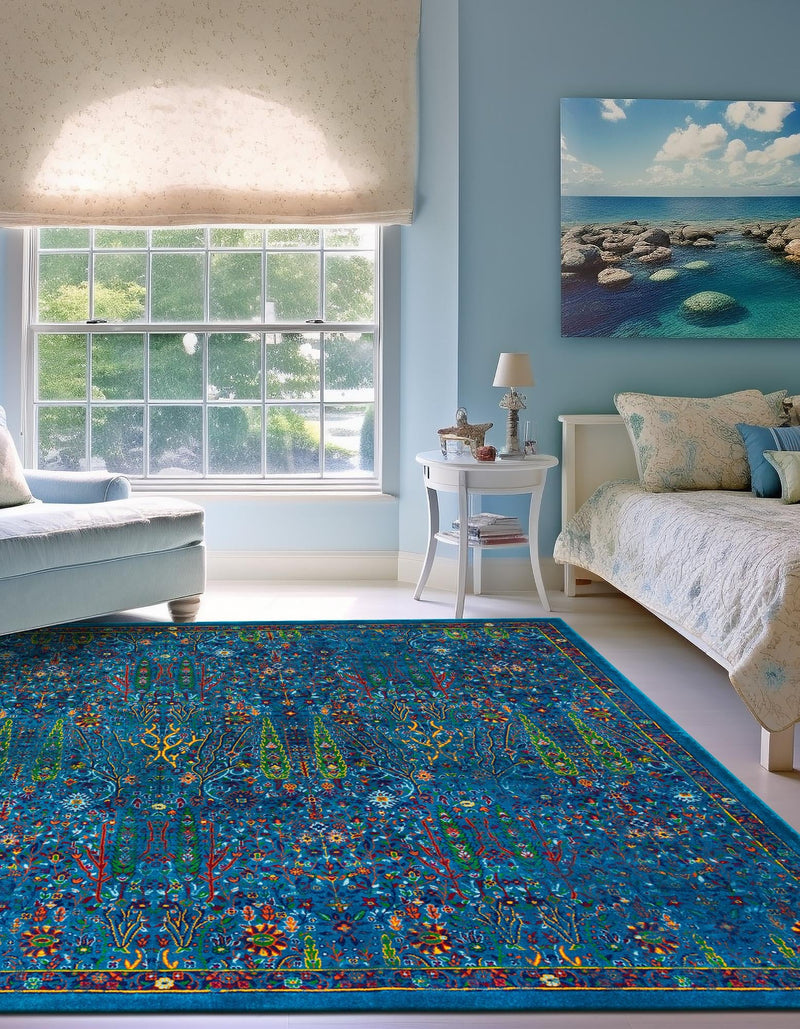 Caribbean Cove Collection Area Rug -  Tobago Square Navy Blue  lifestyle 61