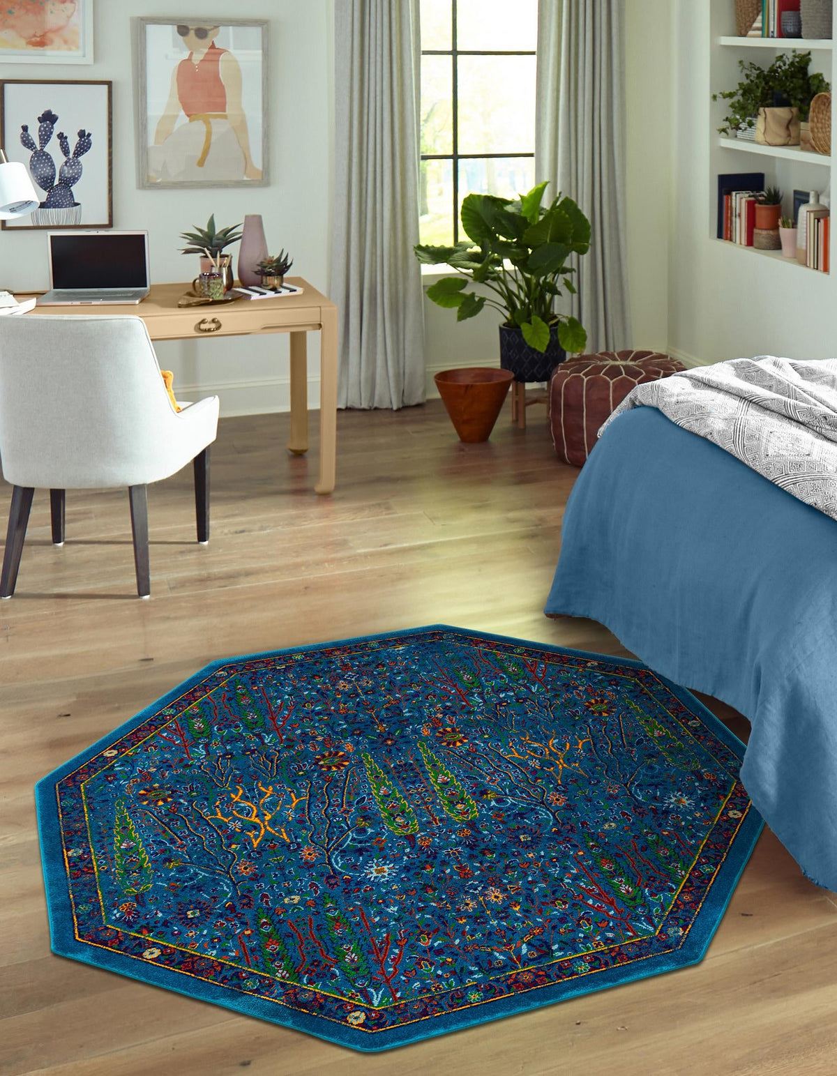 Caribbean Cove Collection Area Rug -  Tobago Octagon Navy Blue  lifestyle 60