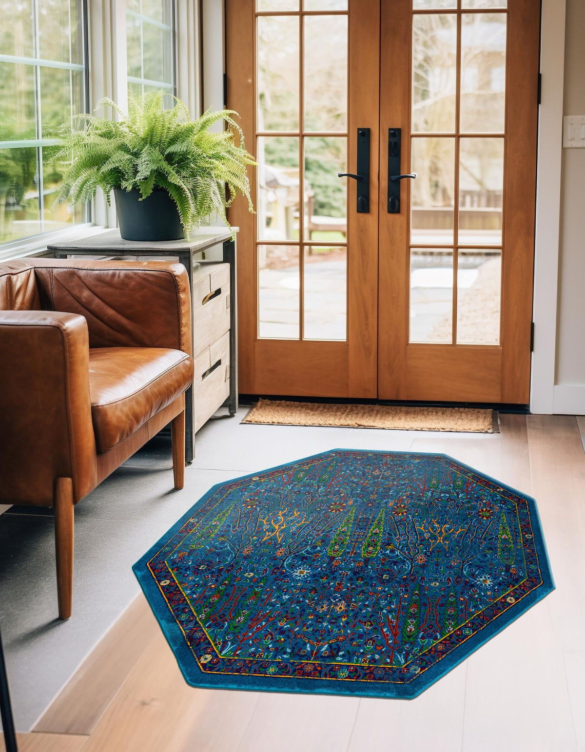 Caribbean Cove Collection Area Rug -  Tobago Octagon Navy Blue  lifestyle 76