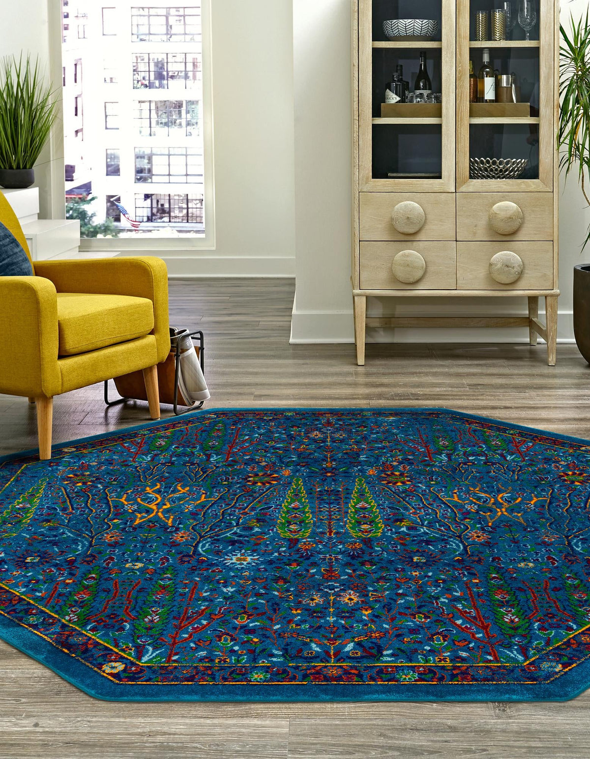 Caribbean Cove Collection Area Rug -  Tobago Octagon Navy Blue  lifestyle 79