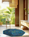 Caribbean Cove Collection Area Rug -  Tobago Octagon Navy Blue  lifestyle 85