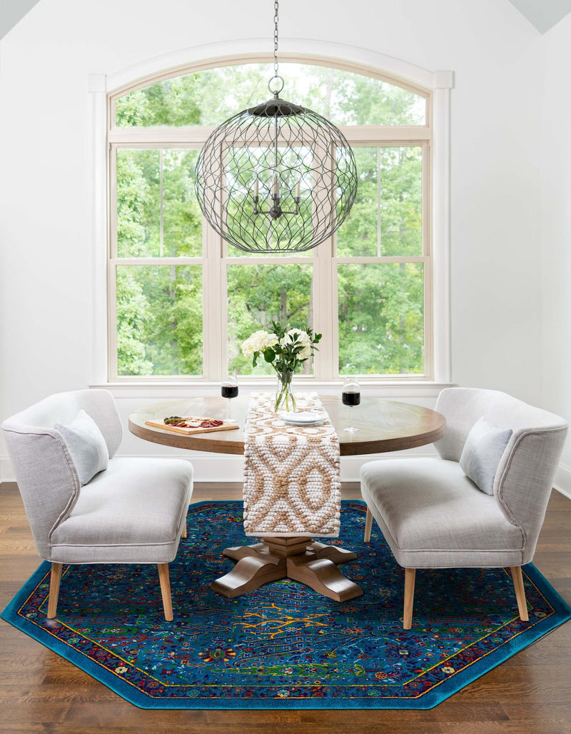 Caribbean Cove Collection Area Rug -  Tobago Octagon Navy Blue  lifestyle 91