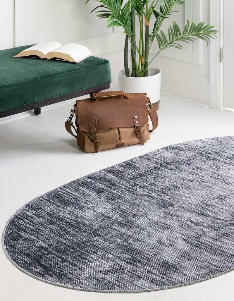 Sahara Essence Collection Area Rug - Oasis (Gray) Oval Gray  lifestyle 28