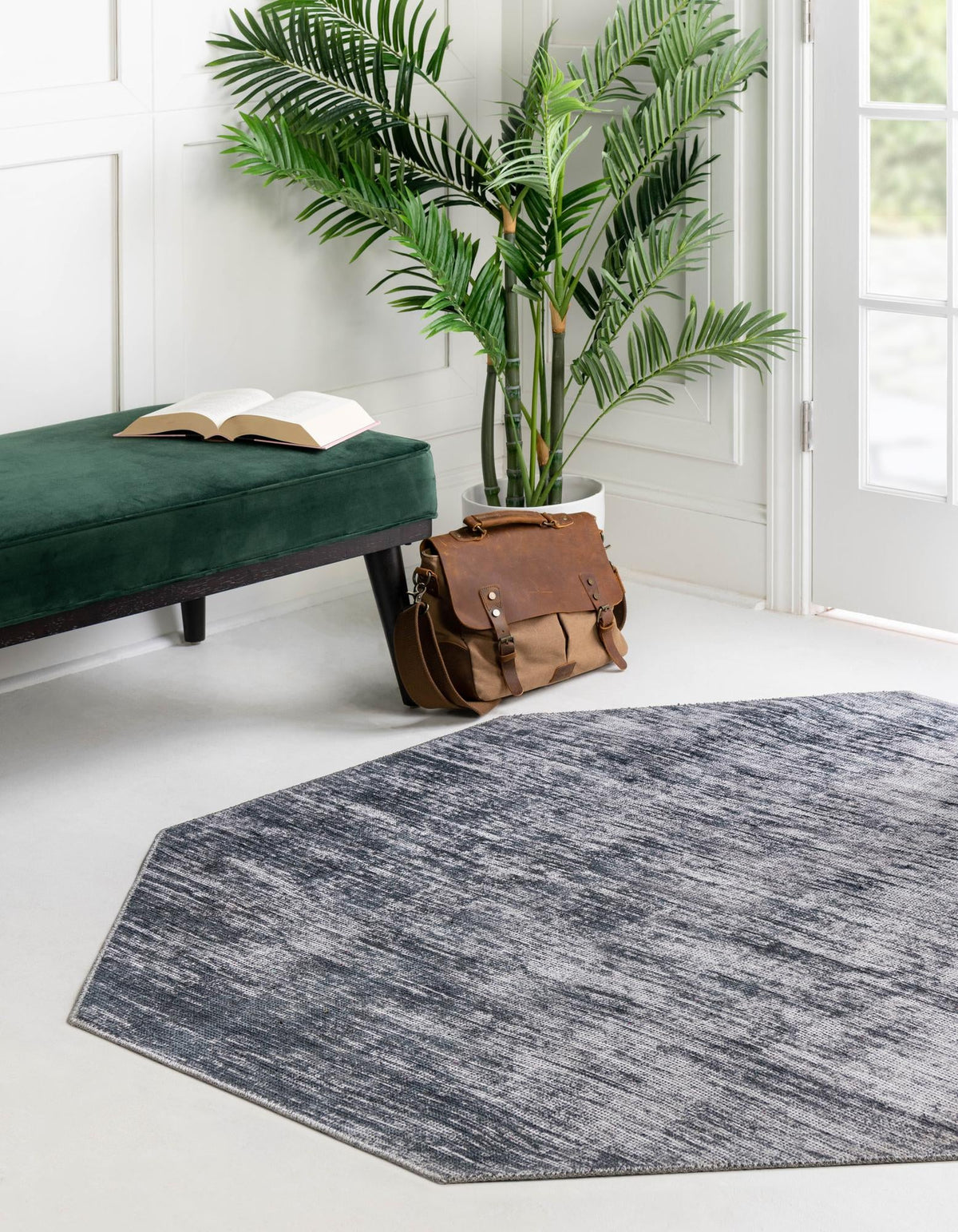 Sahara Essence Collection Area Rug - Oasis (Gray) Octagon Gray  lifestyle 29