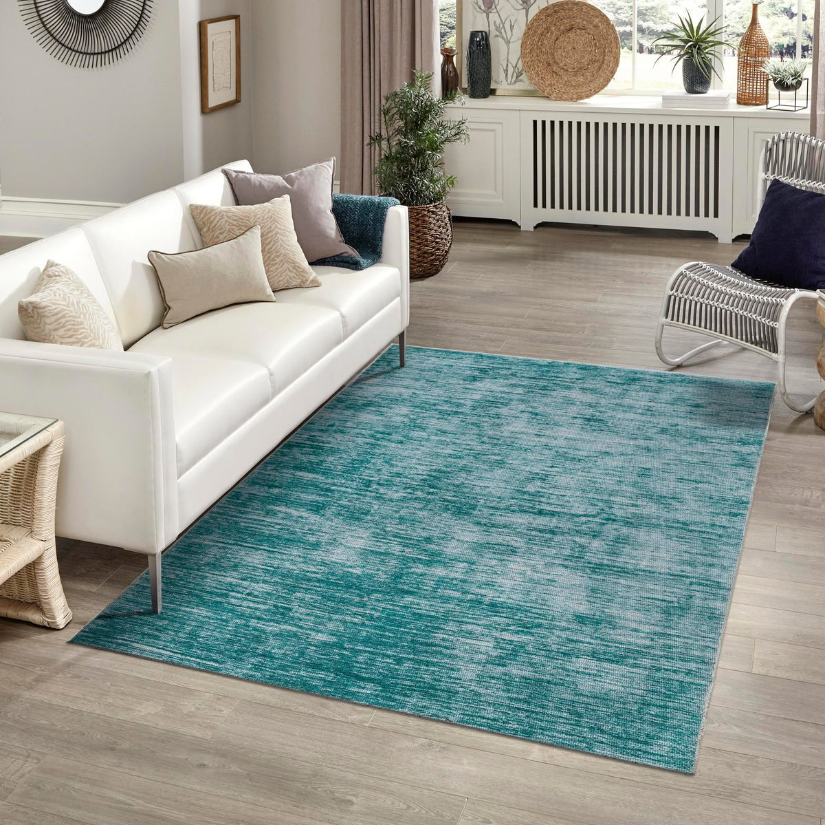 Sahara Essence Collection Area Rug - Oasis (Teal) Rectangle Teal  lifestyle 14