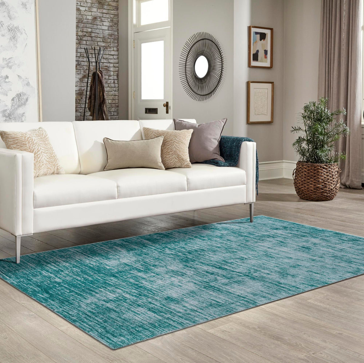 Sahara Essence Collection Area Rug - Oasis (Teal) Rectangle Teal  lifestyle 15