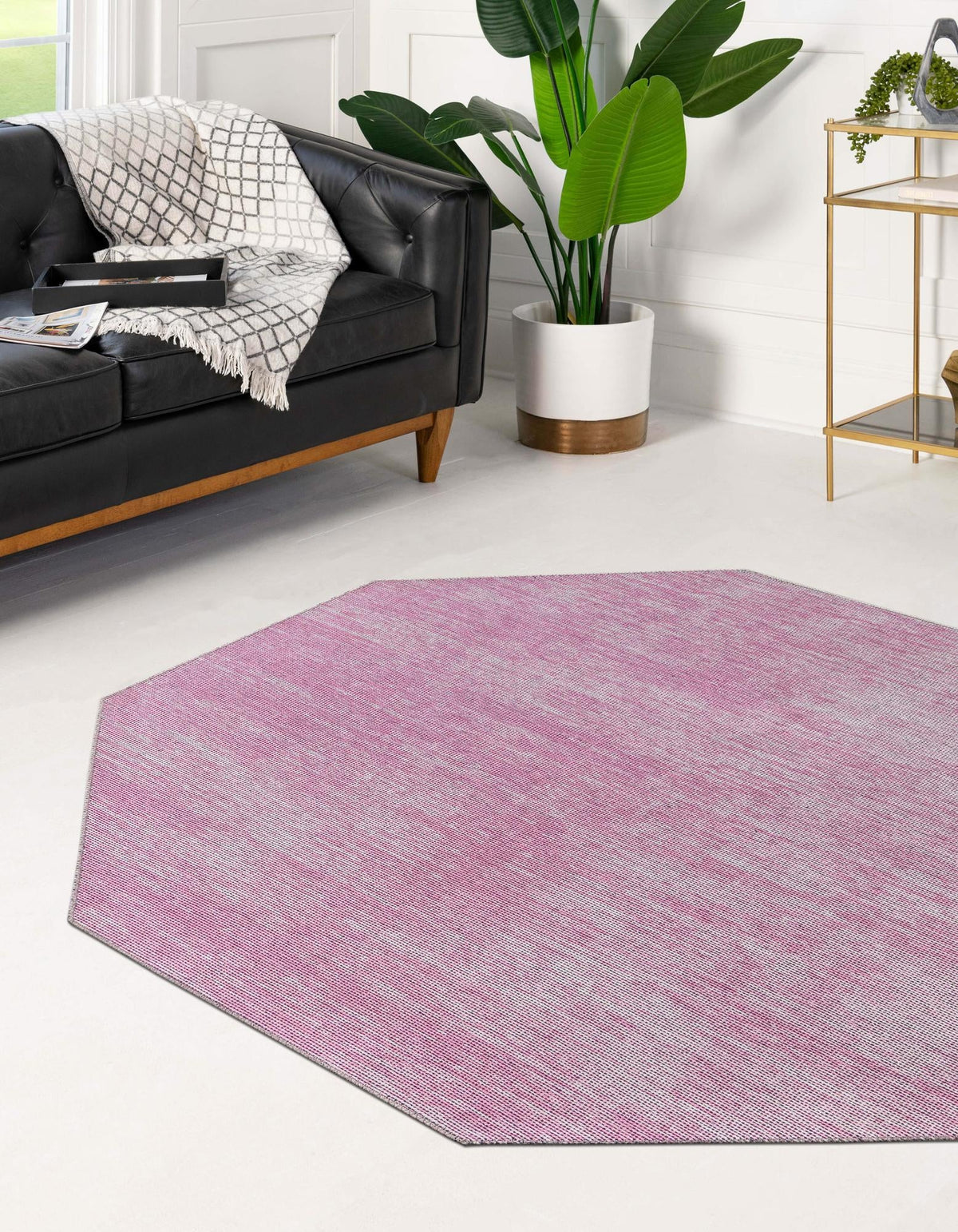 Sahara Essence Collection Area Rug - Oasis (Pink) Octagon Pink  lifestyle 29