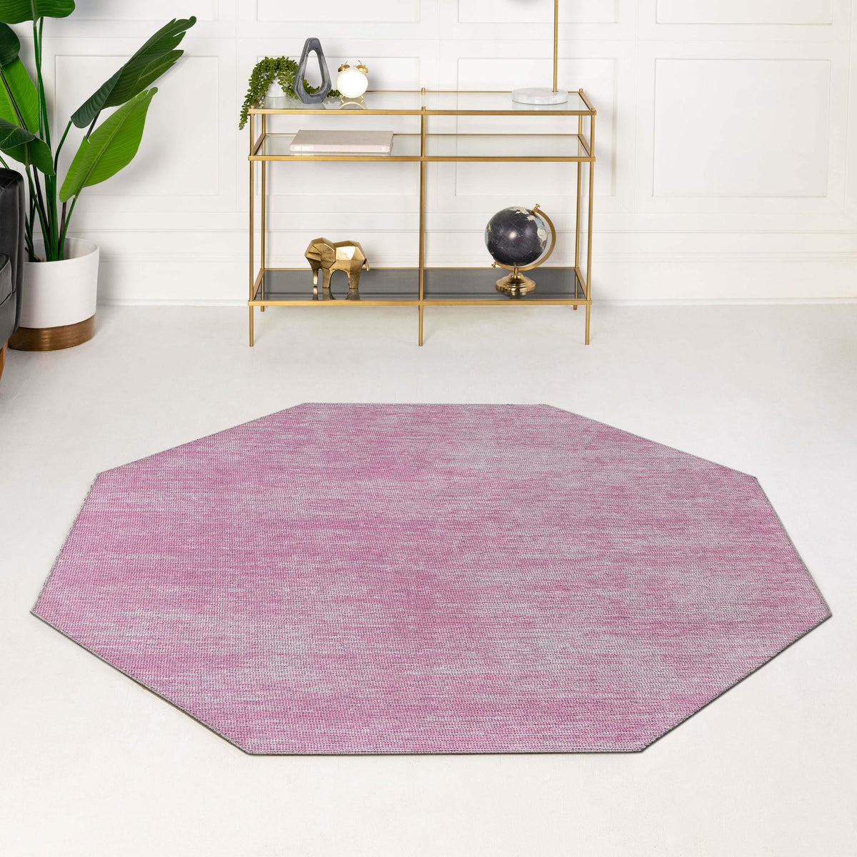 Sahara Essence Collection Area Rug - Oasis (Pink) Octagon Pink  lifestyle 81