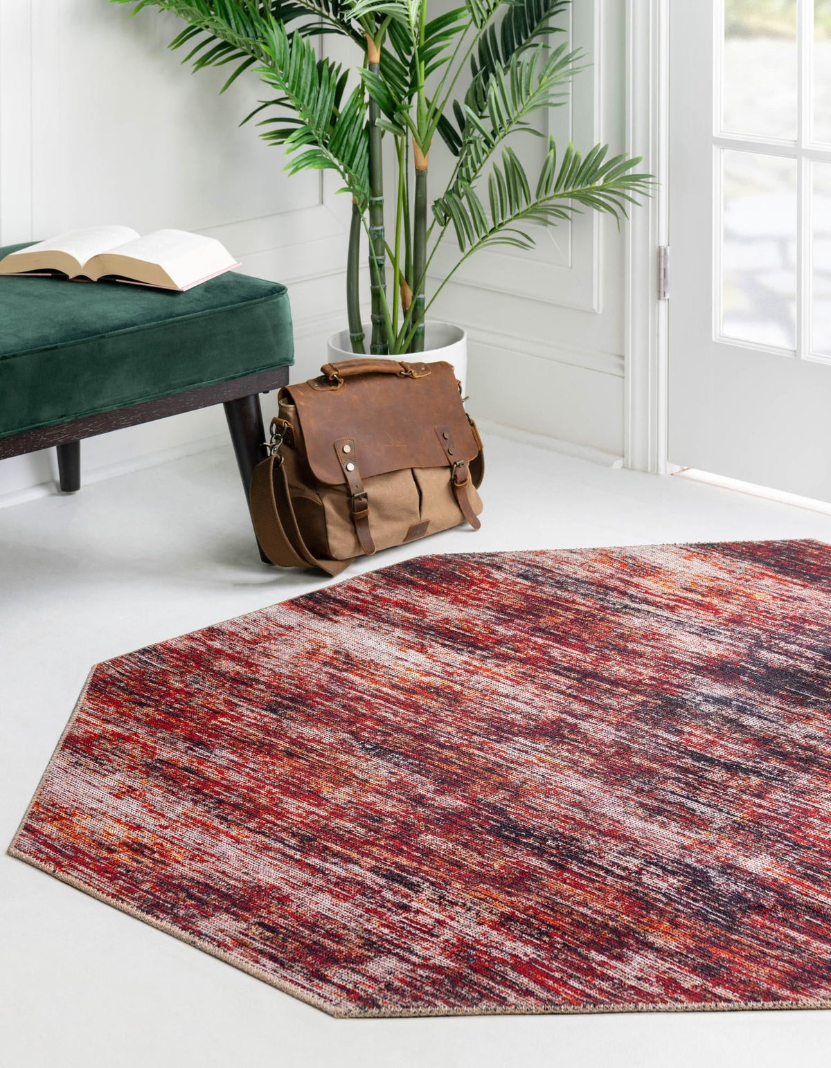 Sahara Essence Collection Area Rug - Oasis (Rust Red) Octagon Rust Red  lifestyle 29