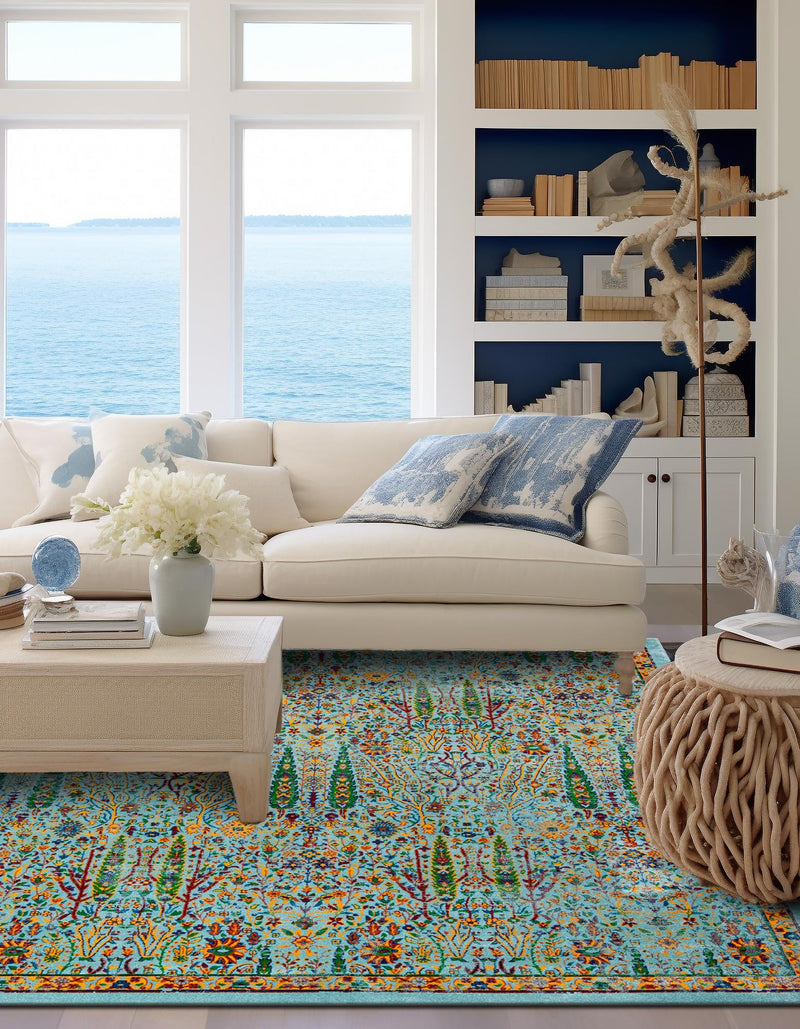 Caribbean Cove Collection Area Rug -  Tobago Square Aqua  lifestyle 83